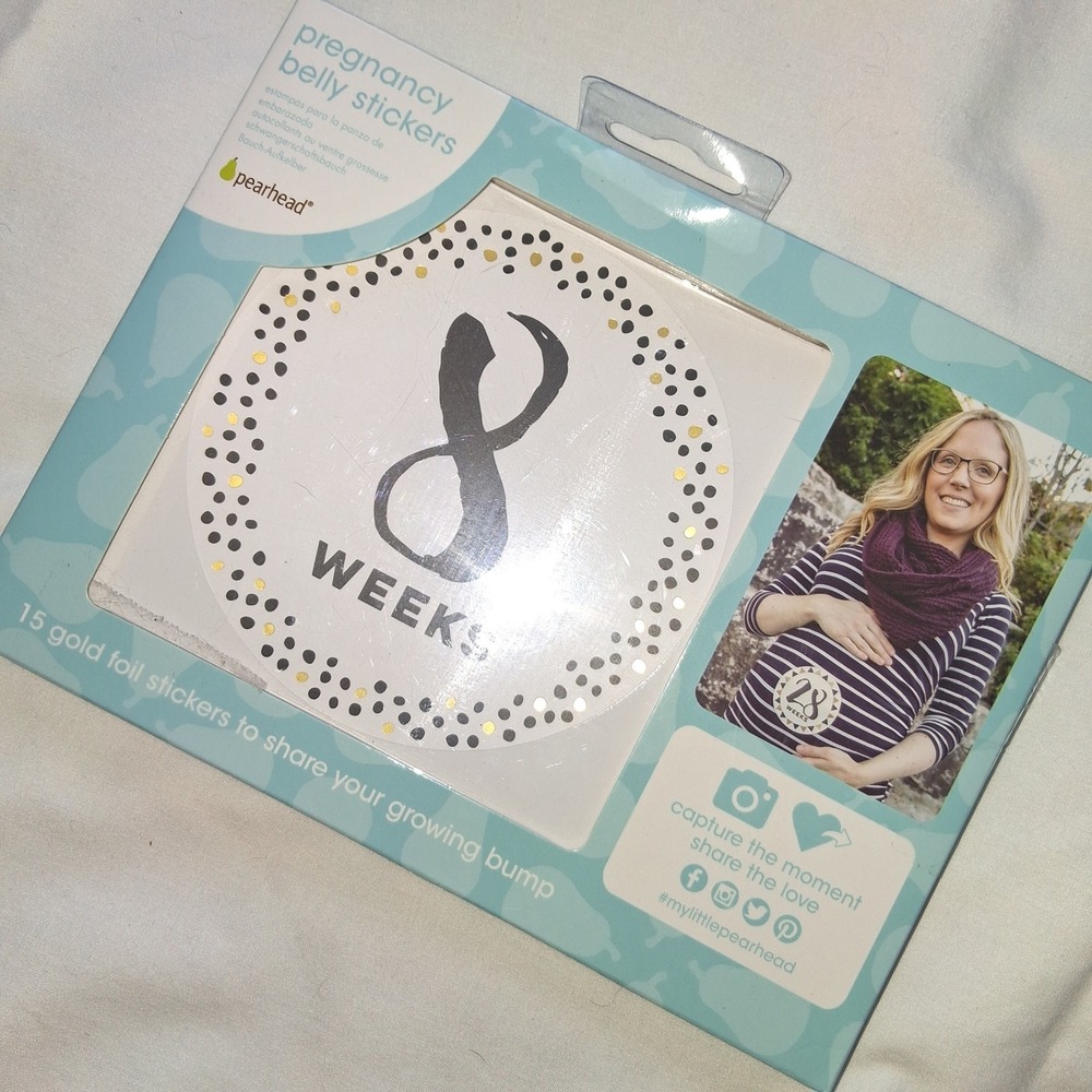 Pearhead Pregnancy‎ Belly Stickers 15 Gold Foil Weekly Milestone Decals 30020